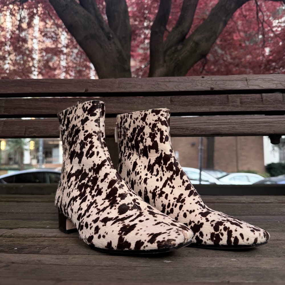 J. Crew White and Dark Brown Speckled Ankle Boots - Picture 3 of 6
